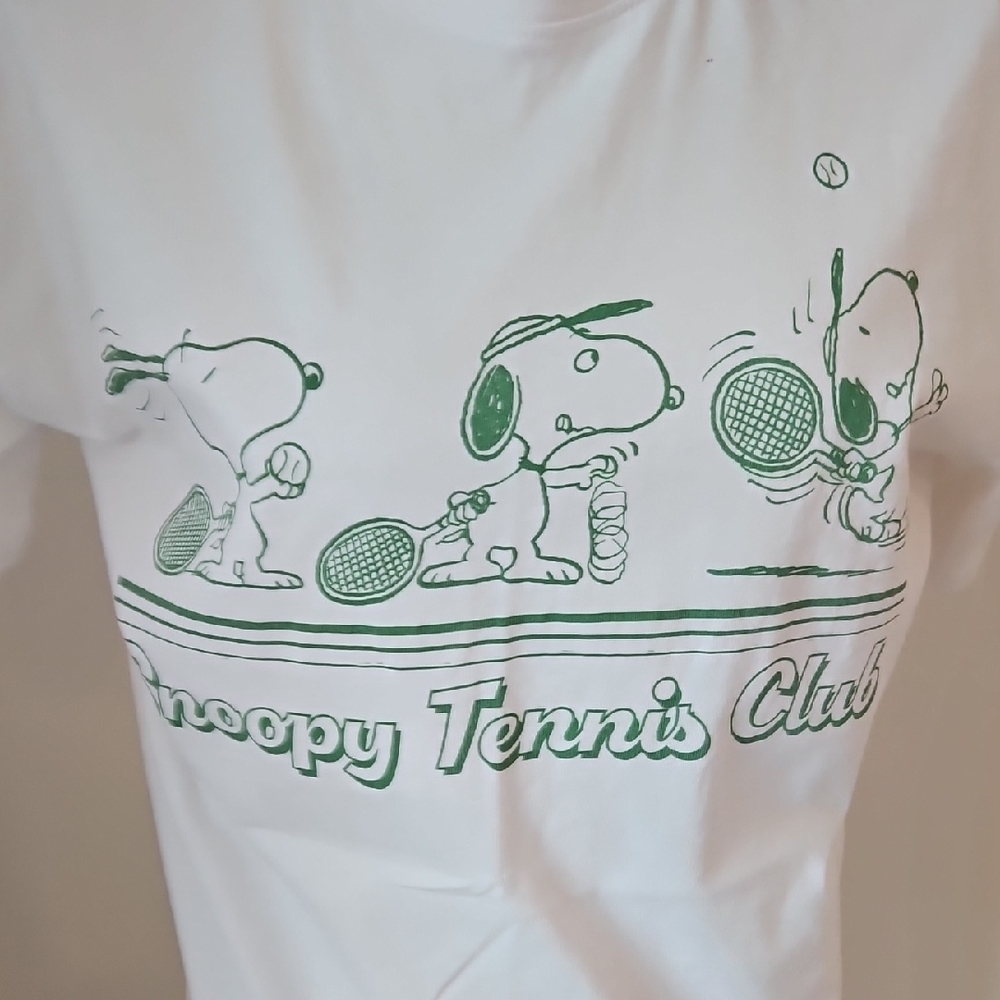 Peanuts Snoopy Tennis Club Kids Tee - White & Green - Picture 3 of 4